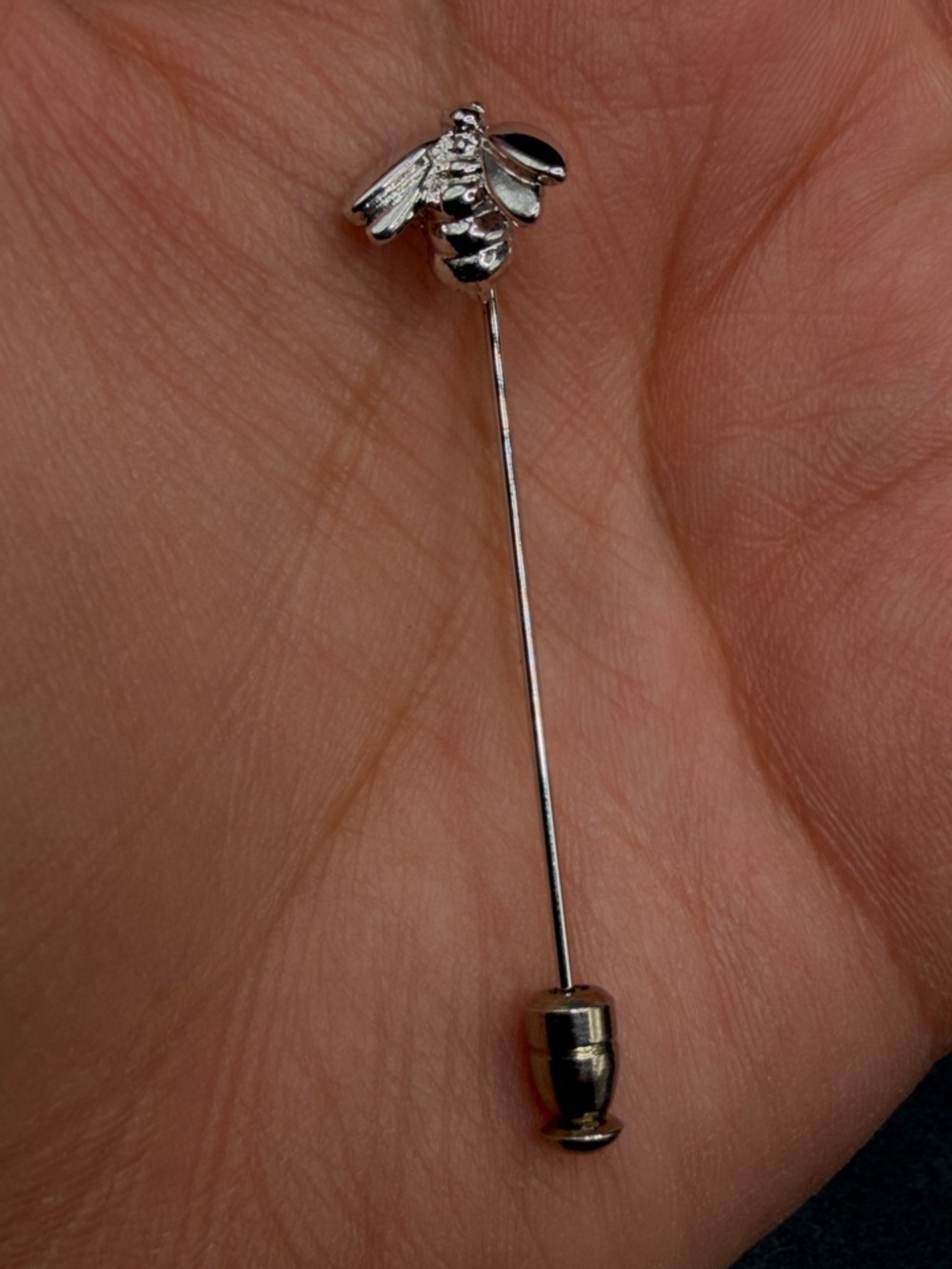 Vintage Bumble Bee Honeybee Insect Bug Silver Tn Metal Stick Pin Brooch Jewelry - Picture 5 of 6